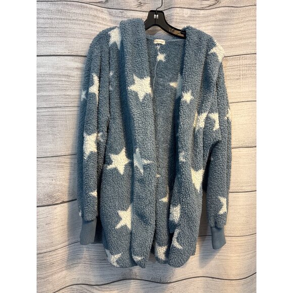 Hem & Thread Starry Hooded Sherpa Cardigan Coat OS - Picture 1 of 3